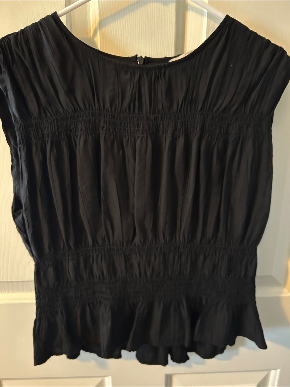 H&M Black Smocked Peasant Blouse